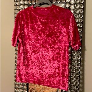 Hot pink velvet top xs shirt